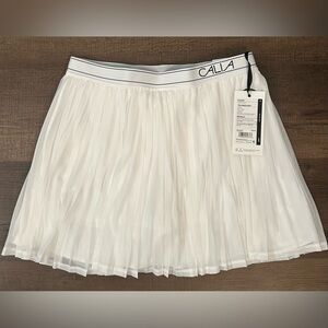 Calia Women's White Pleated Mesh Skort Size Medium New With Tags Retail $88